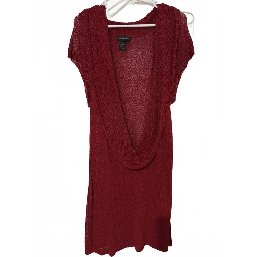 Lane Bryant Burgundy Knit Dress with Deep Cowl Neck Sz 18/20